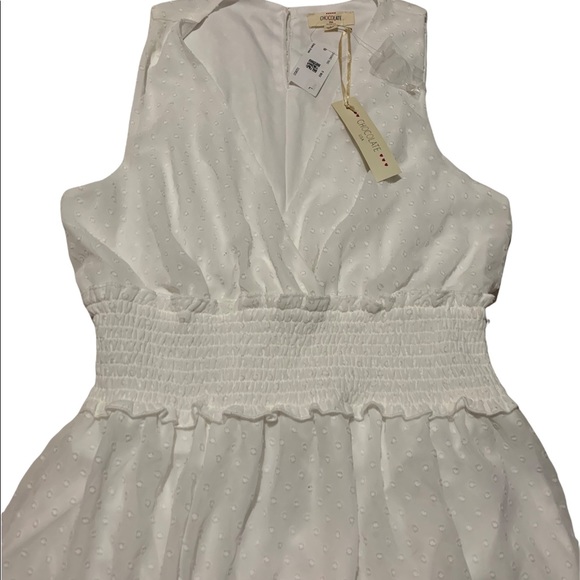 NWT Chocolate Usa white Pom Pom Dotted knee length Dress - Picture 3 of 6